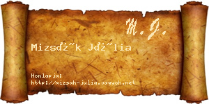 Mizsák Júlia névjegykártya